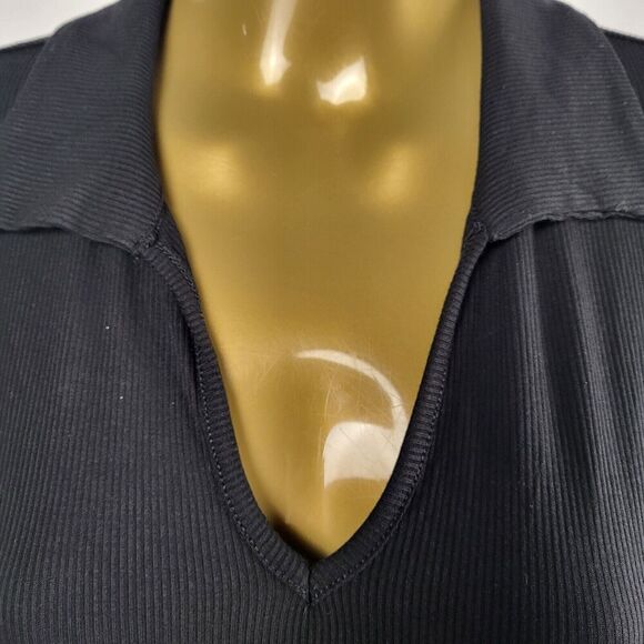 Ambiance Black Mini Dress Med to Large* Ribbed Collared Pullover Stretch Bodycon - Picture 7 of 11